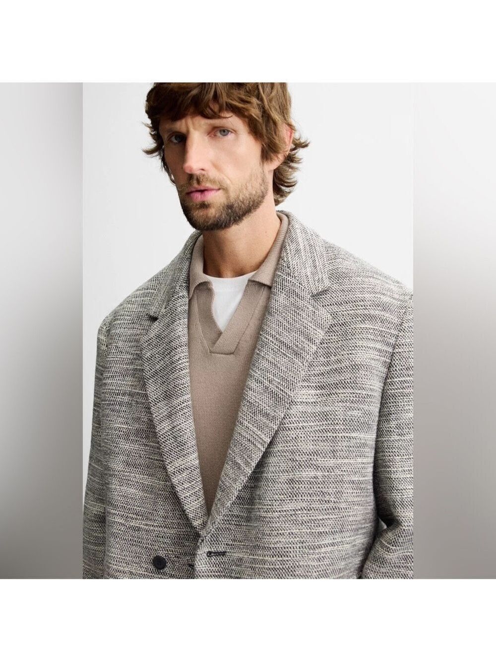 NWOT Zara DOUBLE BREASTED TEXTURED WEAVE JACKET - Picture 5 of 16